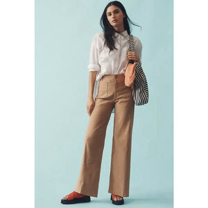 Anthropologie Meave The Colette Wide Leg Crop True Camel Pants 30 TALL 28.5”L